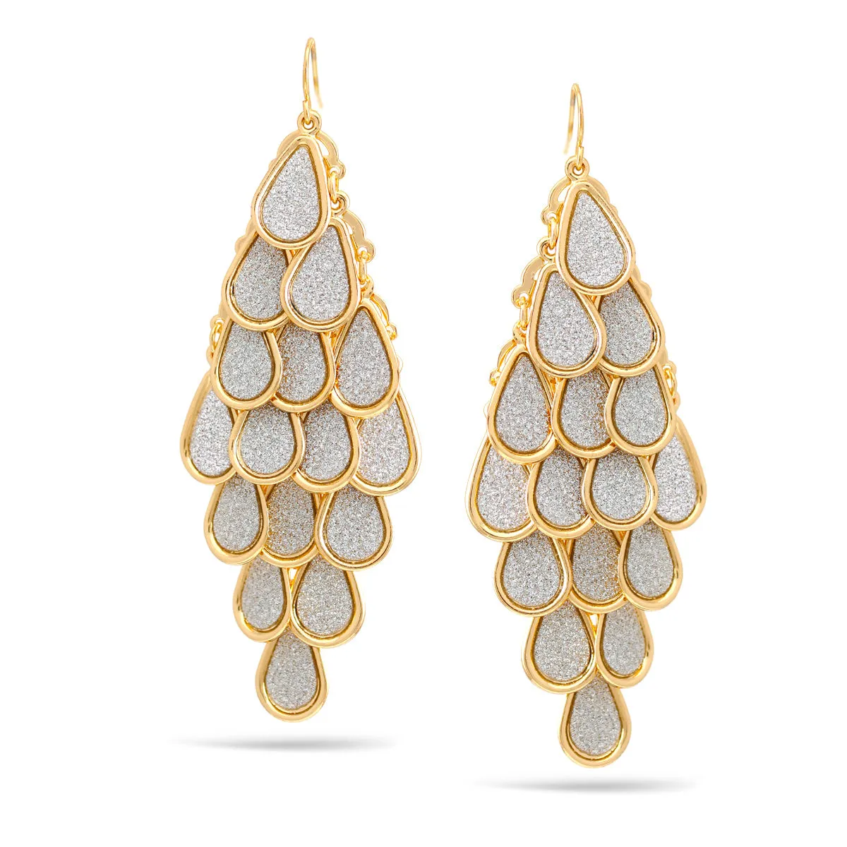 GOLD GLITTER TEARDROP EARRINGS #SQ6378GL(TF8)