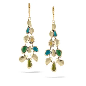 GOLD GREEN OLIVE DROP EARRINGS #222GN3601 (1A7/1F5)