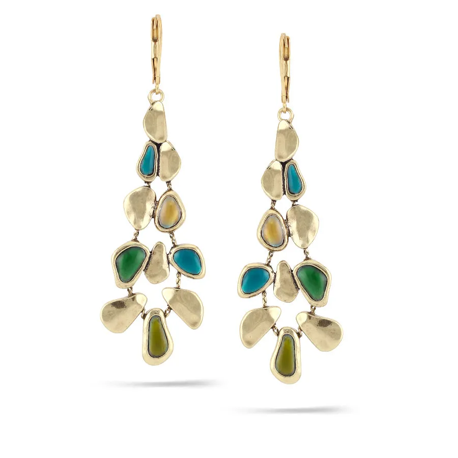 GOLD GREEN OLIVE DROP EARRINGS #222GN3601 (1A7/1F5)