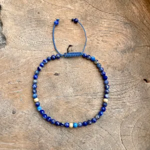 Gold -Lapis Lazuli Adjustable Beaded Bracelet