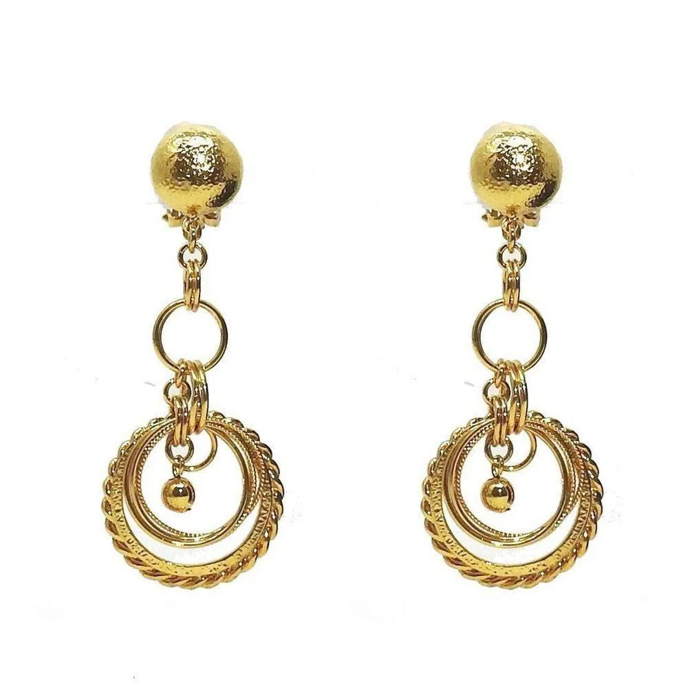 Gold Link Chandelier Clip Earrings