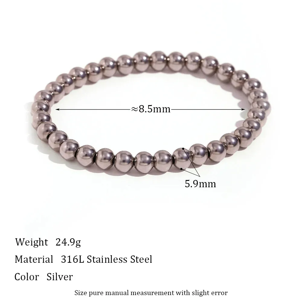 Gold-Plated Elastic Bead Bracelets for Women