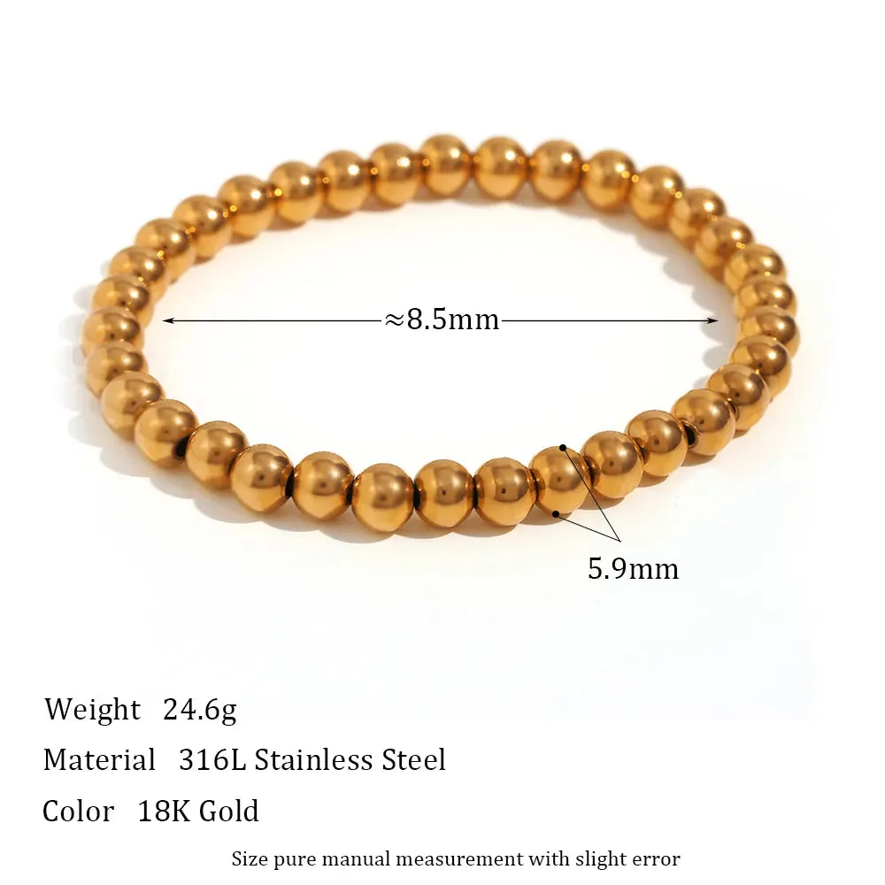 Gold-Plated Elastic Bead Bracelets for Women