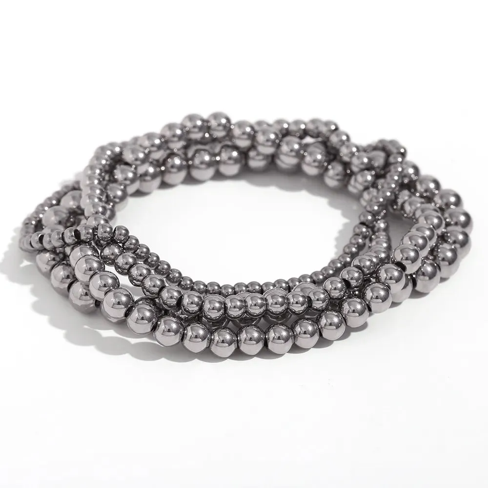 Gold-Plated Elastic Bead Bracelets for Women