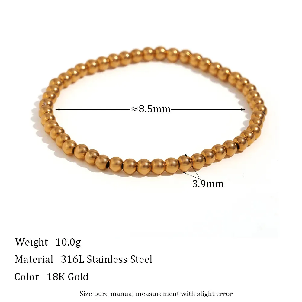 Gold-Plated Elastic Bead Bracelets for Women