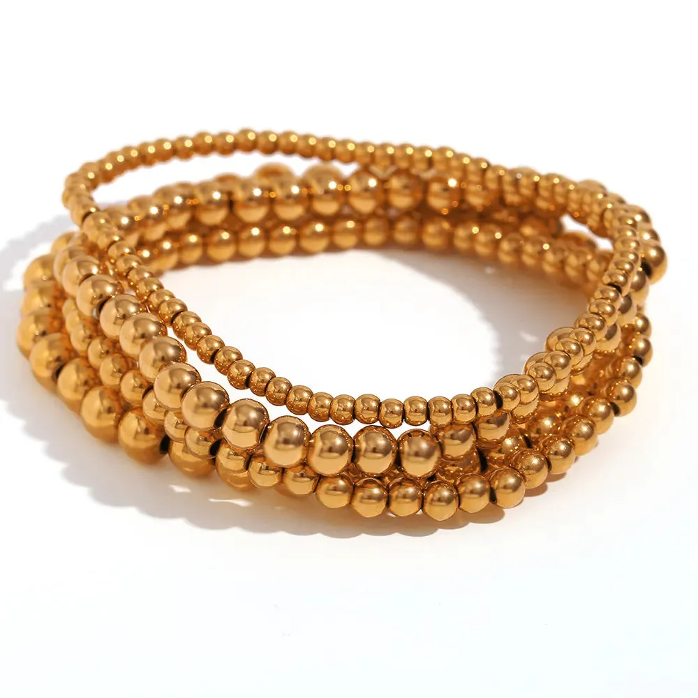 Gold-Plated Elastic Bead Bracelets for Women
