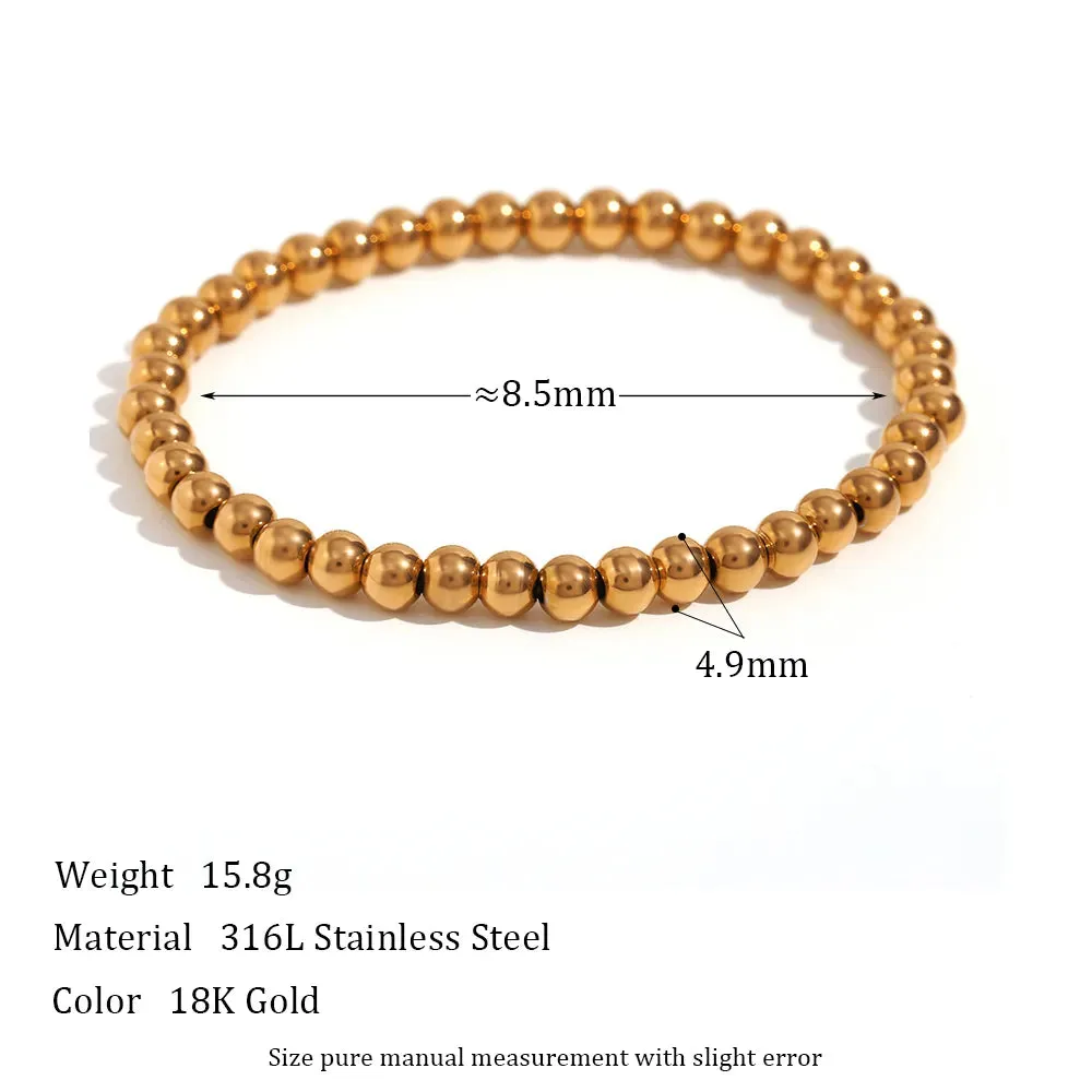 Gold-Plated Elastic Bead Bracelets for Women