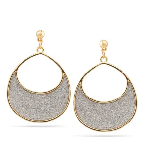 GOLD SILVER SANDED TEARDROP POST EARRINGS #SQ313-DE1803626X