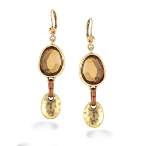 GOLD STONE HAMMERED GOLD DROP  EARRINGS #251BR3201 (1B18/1A15)