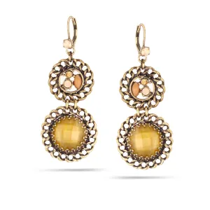 GOLD YELLOW PEACH DROP EARRINGS #277BR3401 (7B5/6B4)