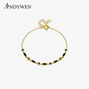 Gold Zircon Charm Chain Bracelet - JANET
