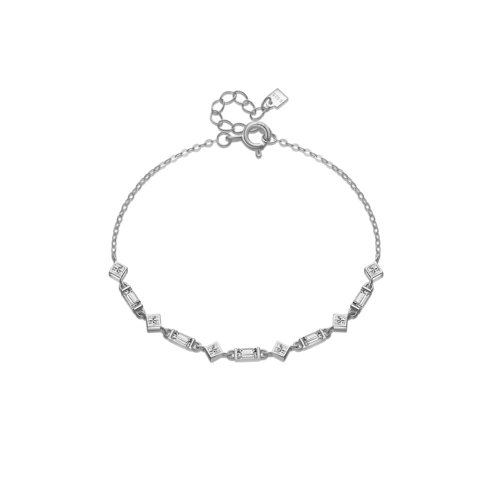 Gold Zircon Charm Chain Bracelet - JANET