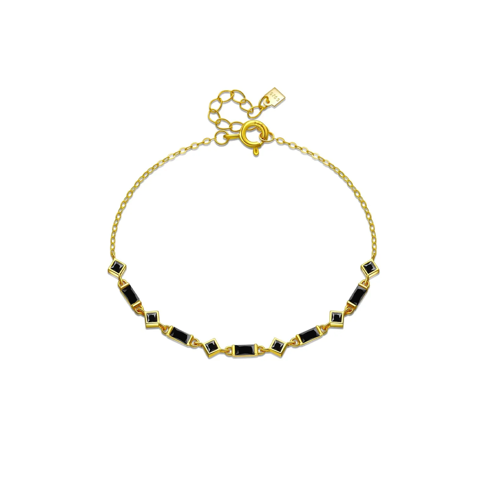 Gold Zircon Charm Chain Bracelet - JANET