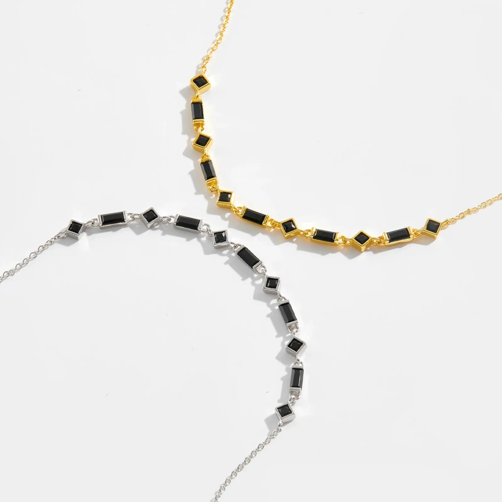 Gold Zircon Charm Chain Bracelet - JANET