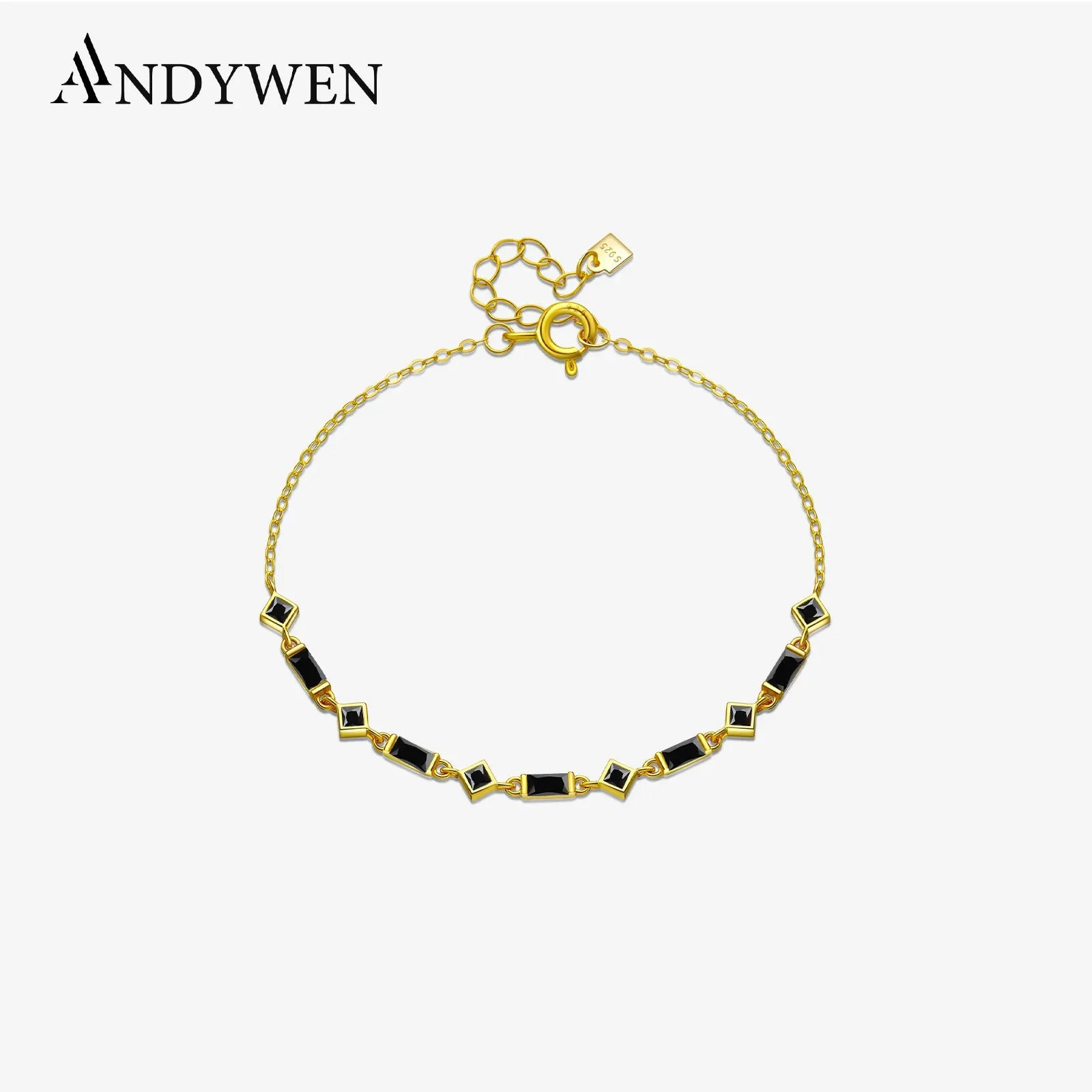 Gold Zircon Charm Chain Bracelet - JANET