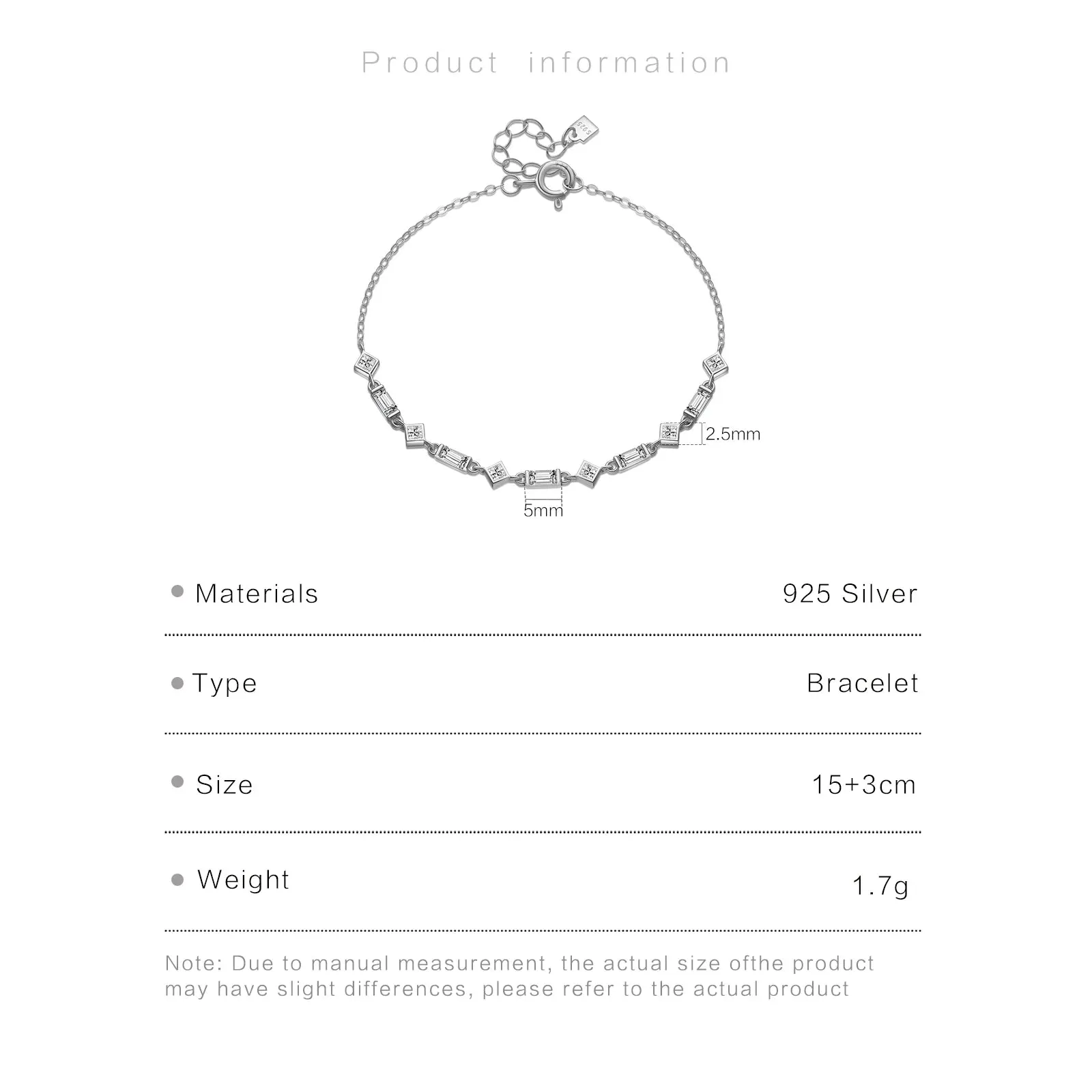 Gold Zircon Charm Chain Bracelet - JANET