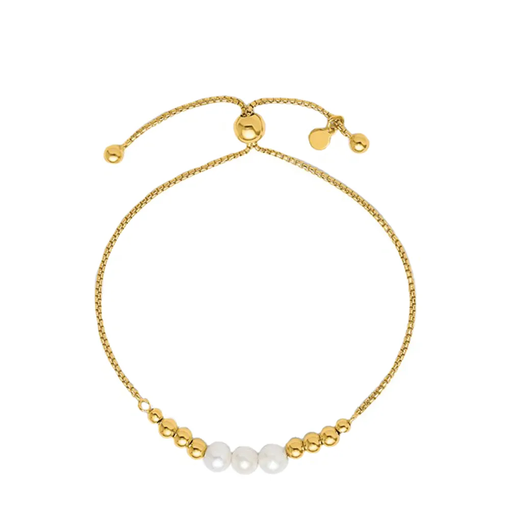 Graduated Freshwater Pearl Beaded Bolo Bracelet