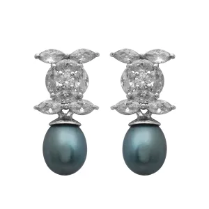 Gray Pearl Dangle Earrings