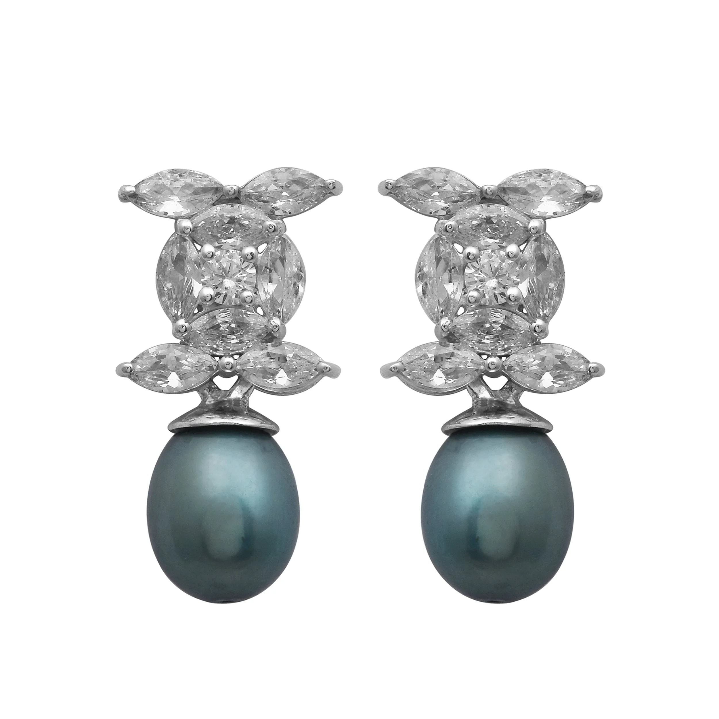 Gray Pearl Dangle Earrings