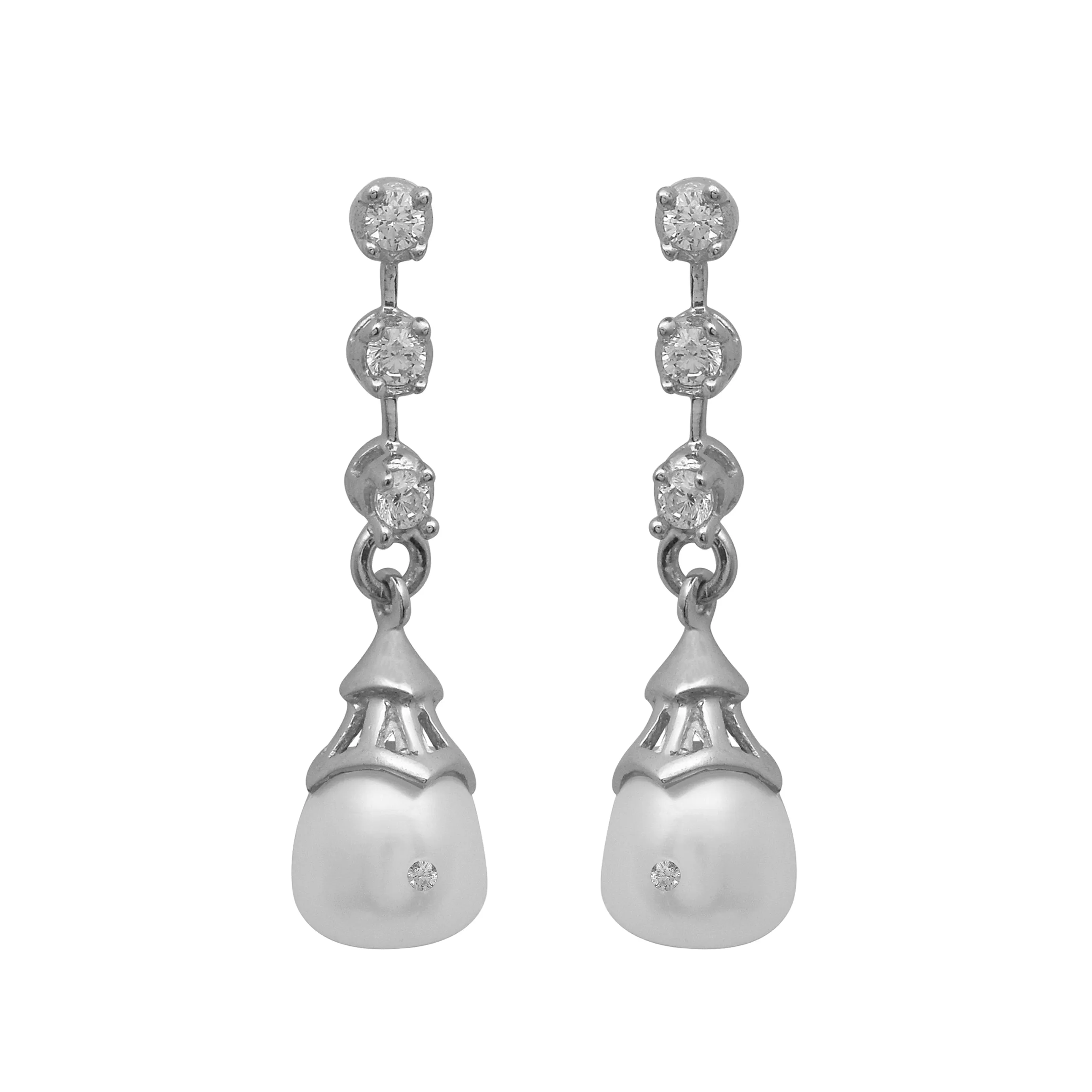 Gray Pearl Drop Earrings