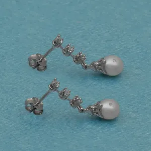 Gray Pearl Drop Earrings