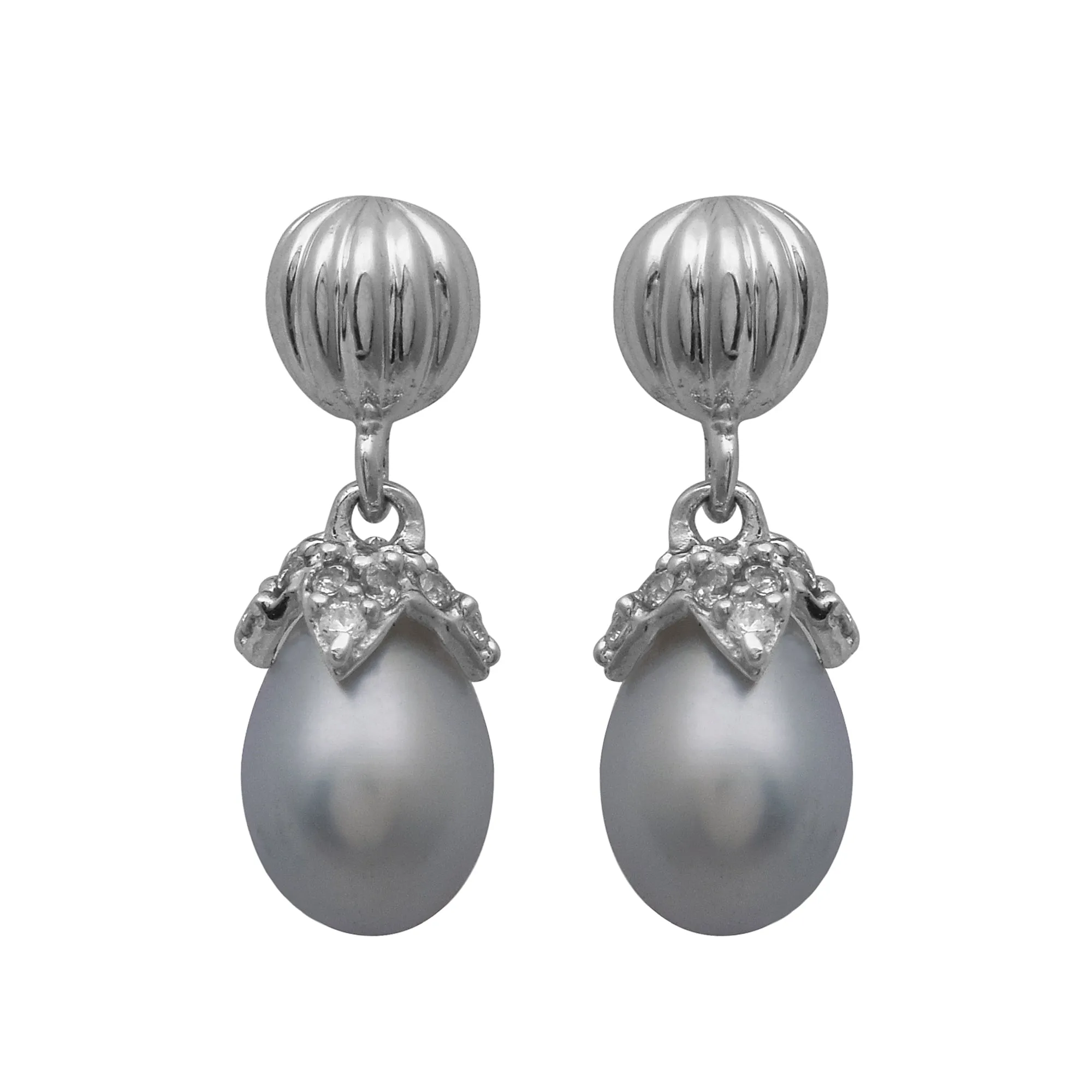 Gray Pearl Drop Earrings
