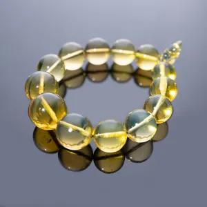Green Amber Beaded Bracelet, 13mm-17mm Beads