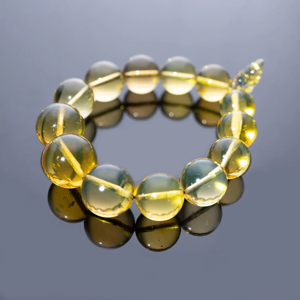 Green Amber Beaded Bracelet, 13mm-17mm Beads