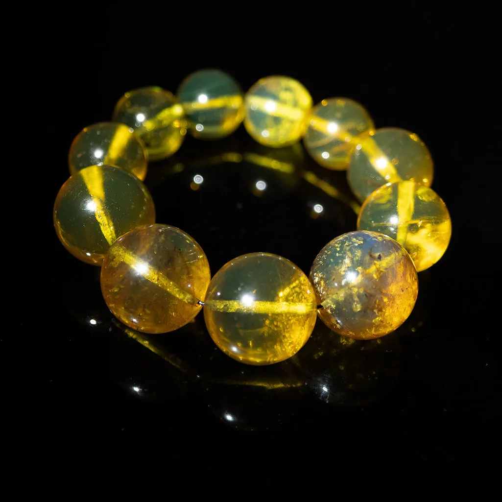 Green Amber Beaded Bracelet, 15mm-20mm Beads