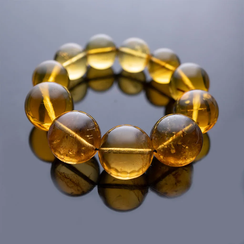 Green Amber Beaded Bracelet, 15mm-20mm Beads