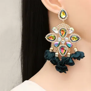 Green Crystal & Cubic Zirconia Chandelier Drop Earrings