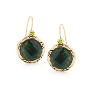 GREEN FACETED STONE CRYTAL DROP  EARRINGS #158GN3201 (5F7)
