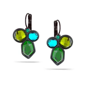 GREEN OLIVE AND AQUA BLUE FACETED FRENCH CLIP EARRINGS #227GN3501 (1B12)