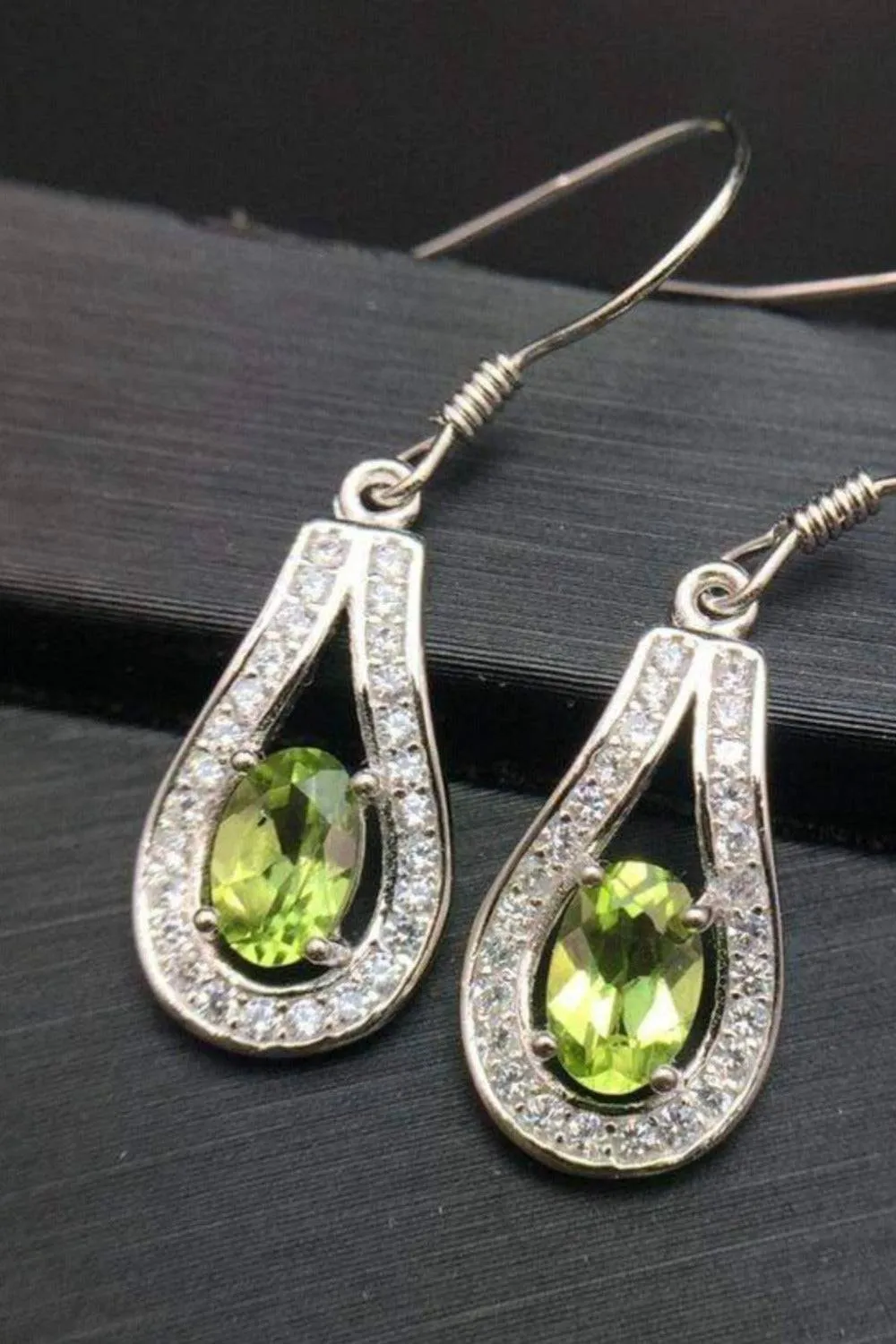 Green Peridot Drop Earrings
