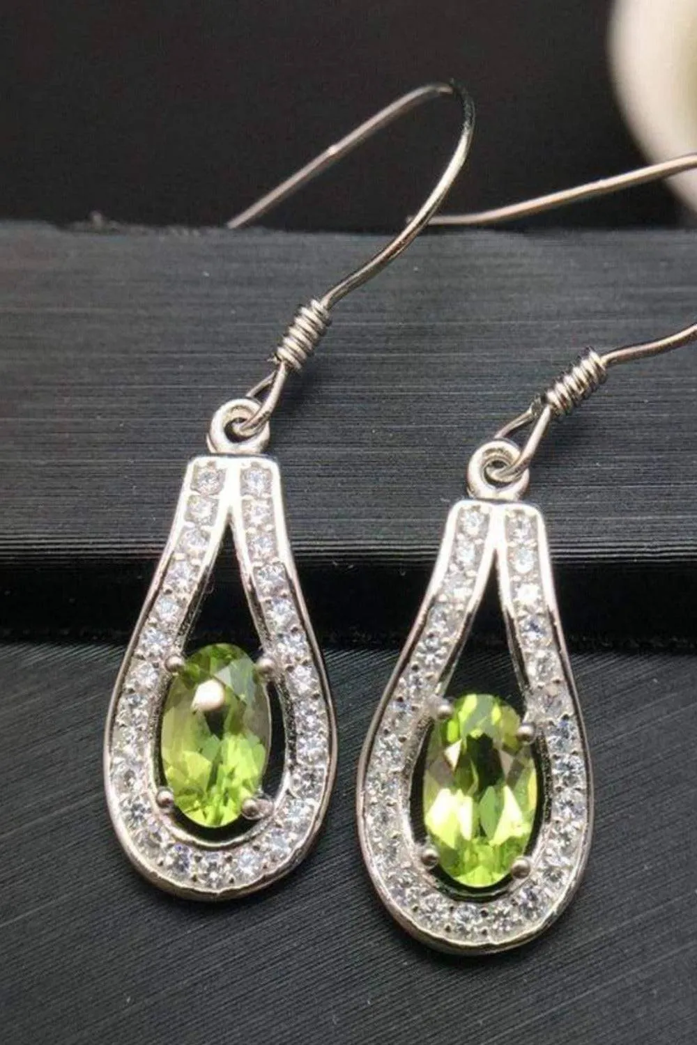 Green Peridot Drop Earrings