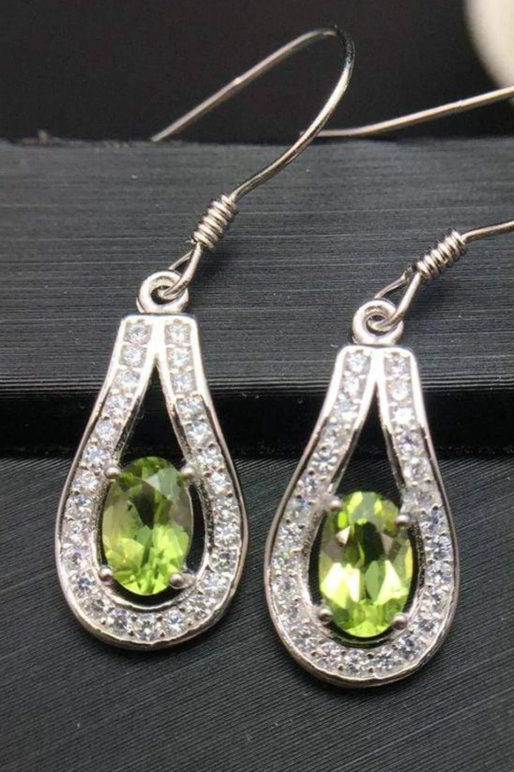 Green Peridot Drop Earrings