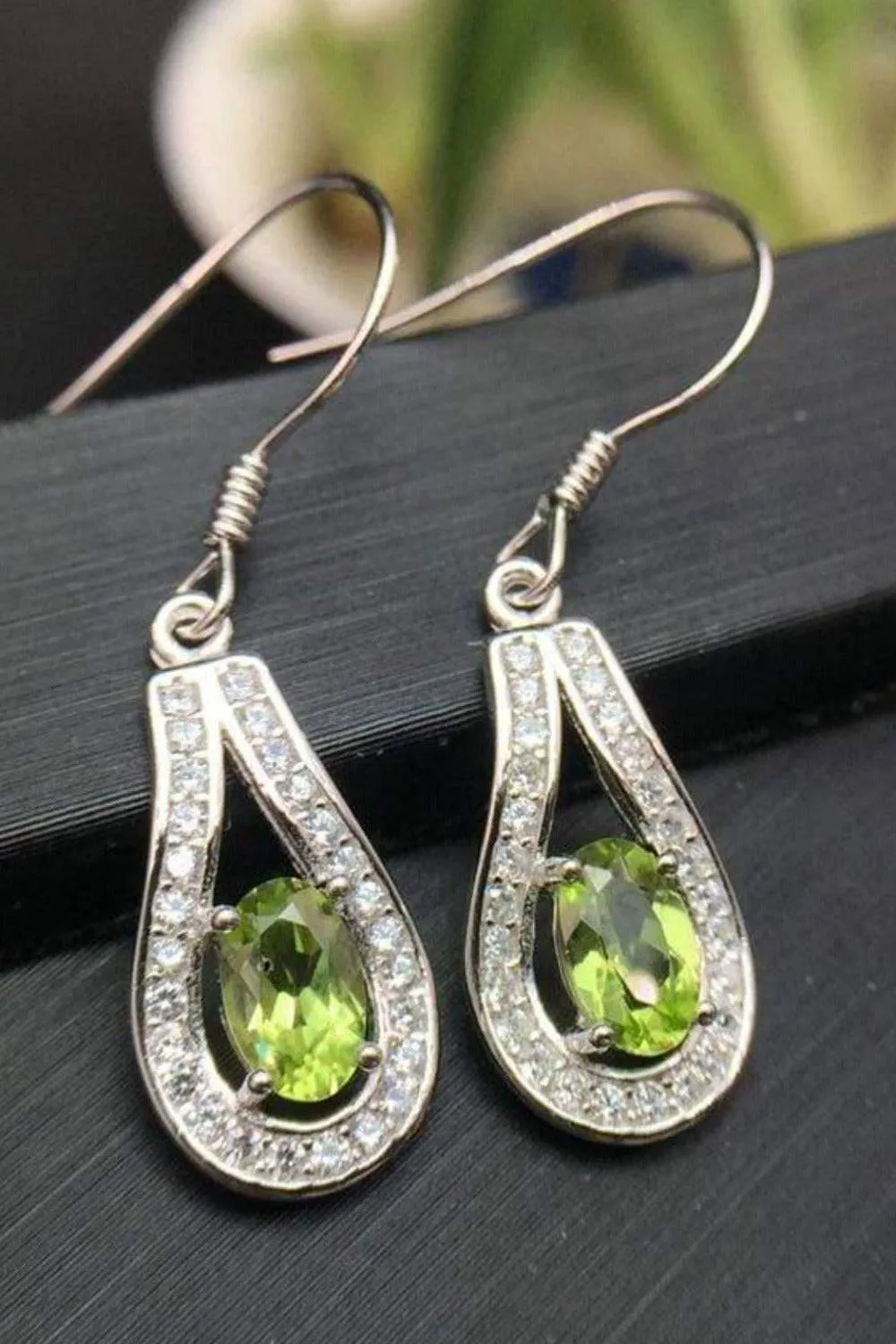 Green Peridot Drop Earrings
