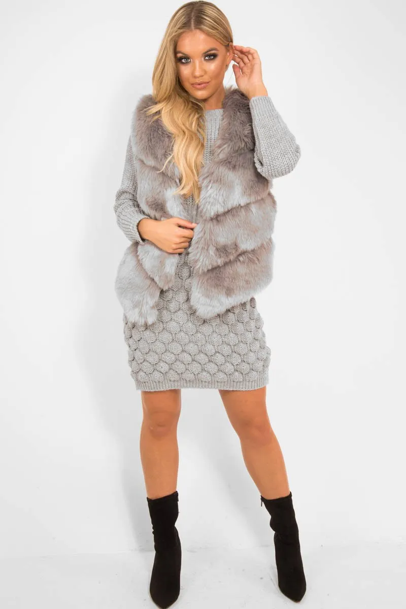 Grey Faux Fur Gilet - Connie