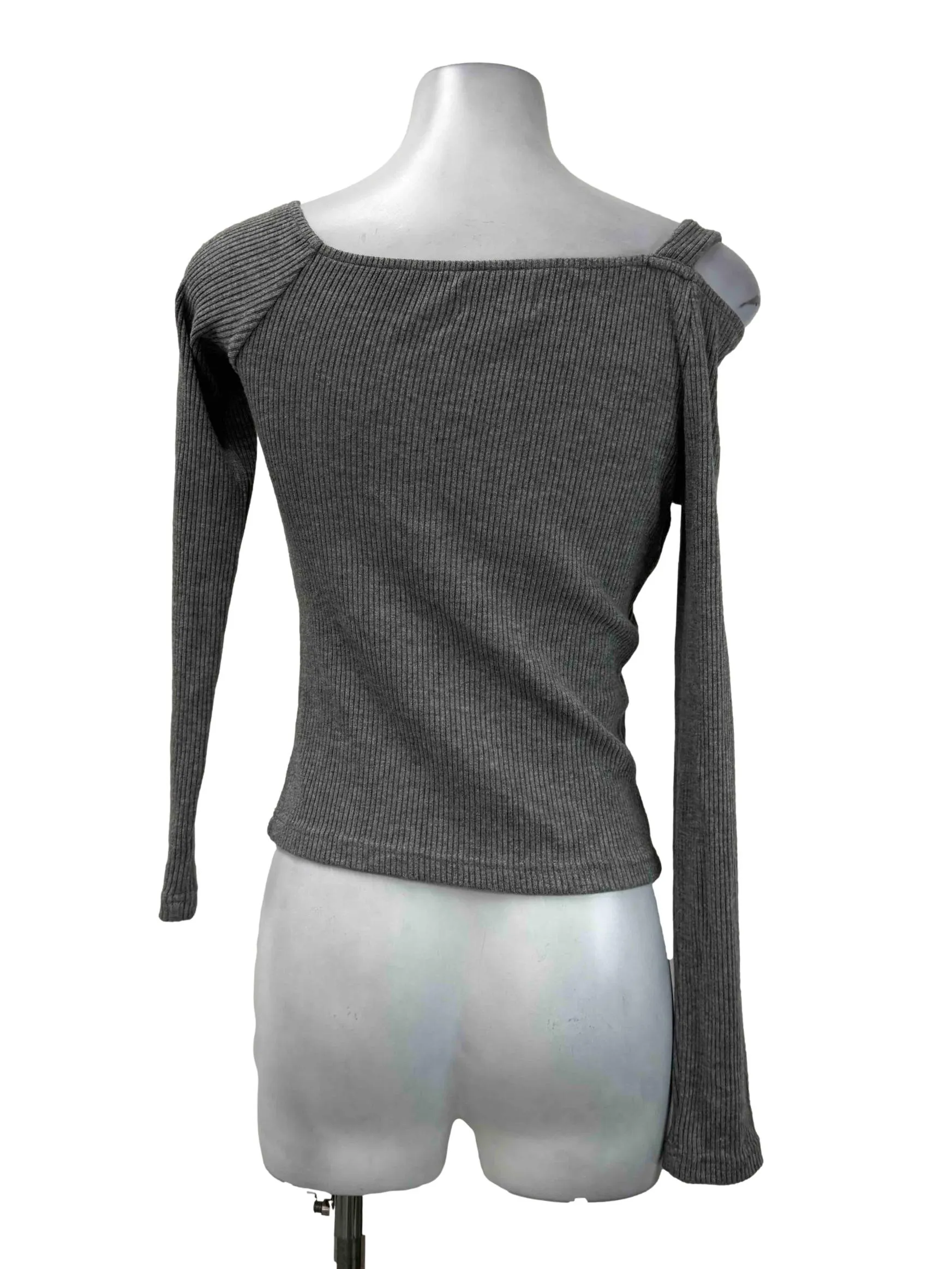 Grey Knitted Off Shoulder Blouse