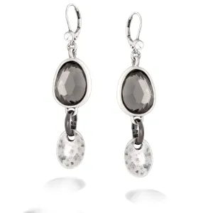 GREY STONE HAMMER SILVER DROP EARRINGS #251GR3201 (1B18/10A1)