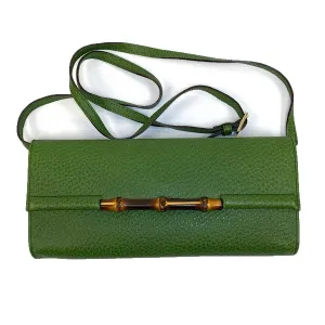 Gucci Bamboo Green Leather Clutch