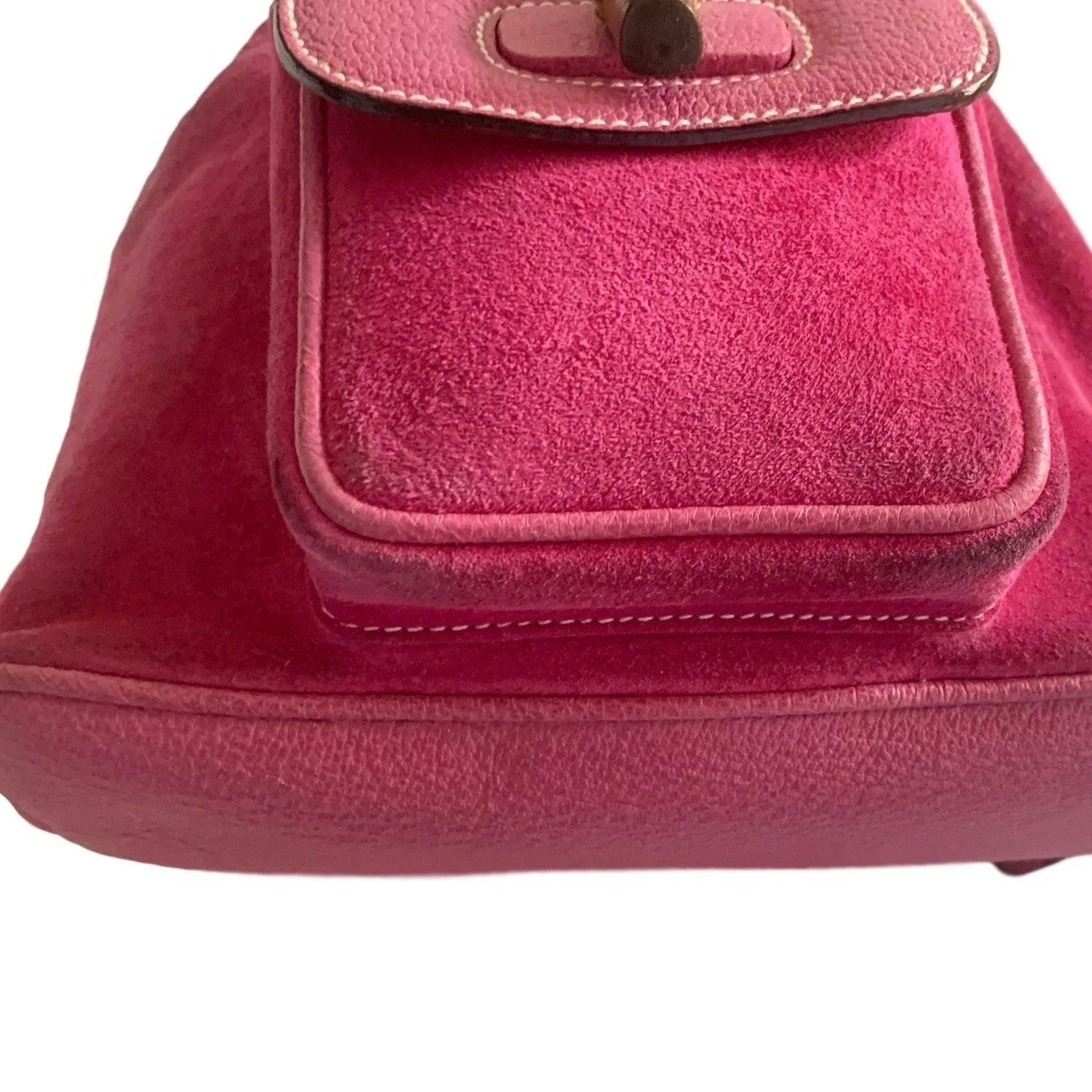 Gucci Pink Suede Bamboo Mini Backpack