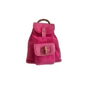 Gucci Pink Suede Bamboo Mini Backpack