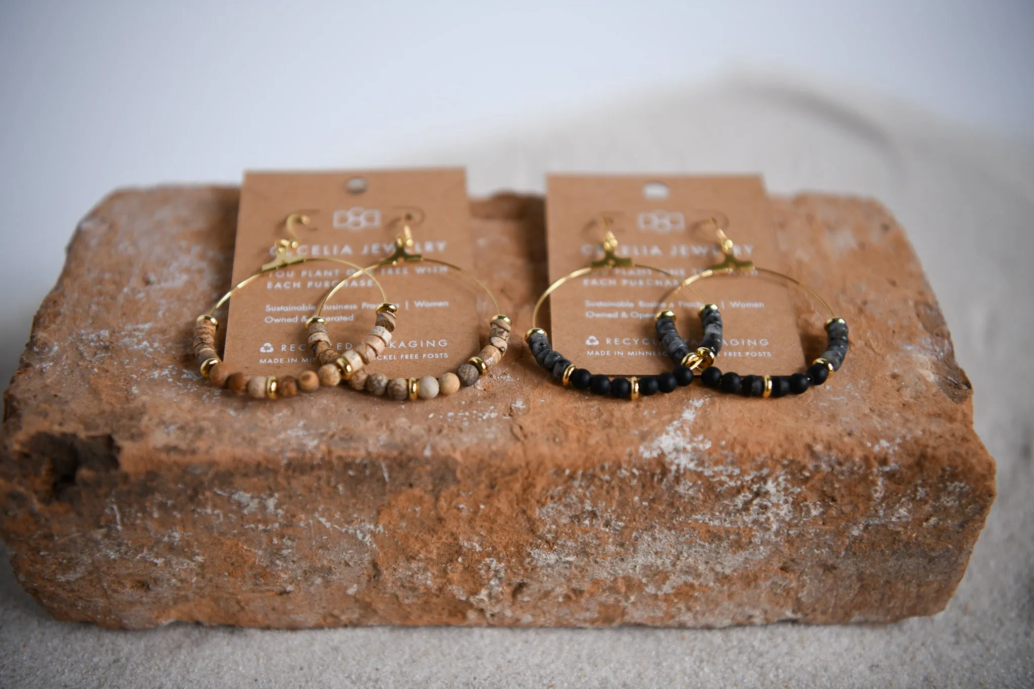 Gypsy Sunrise Gold Plated Gemstone Hoop Earrings