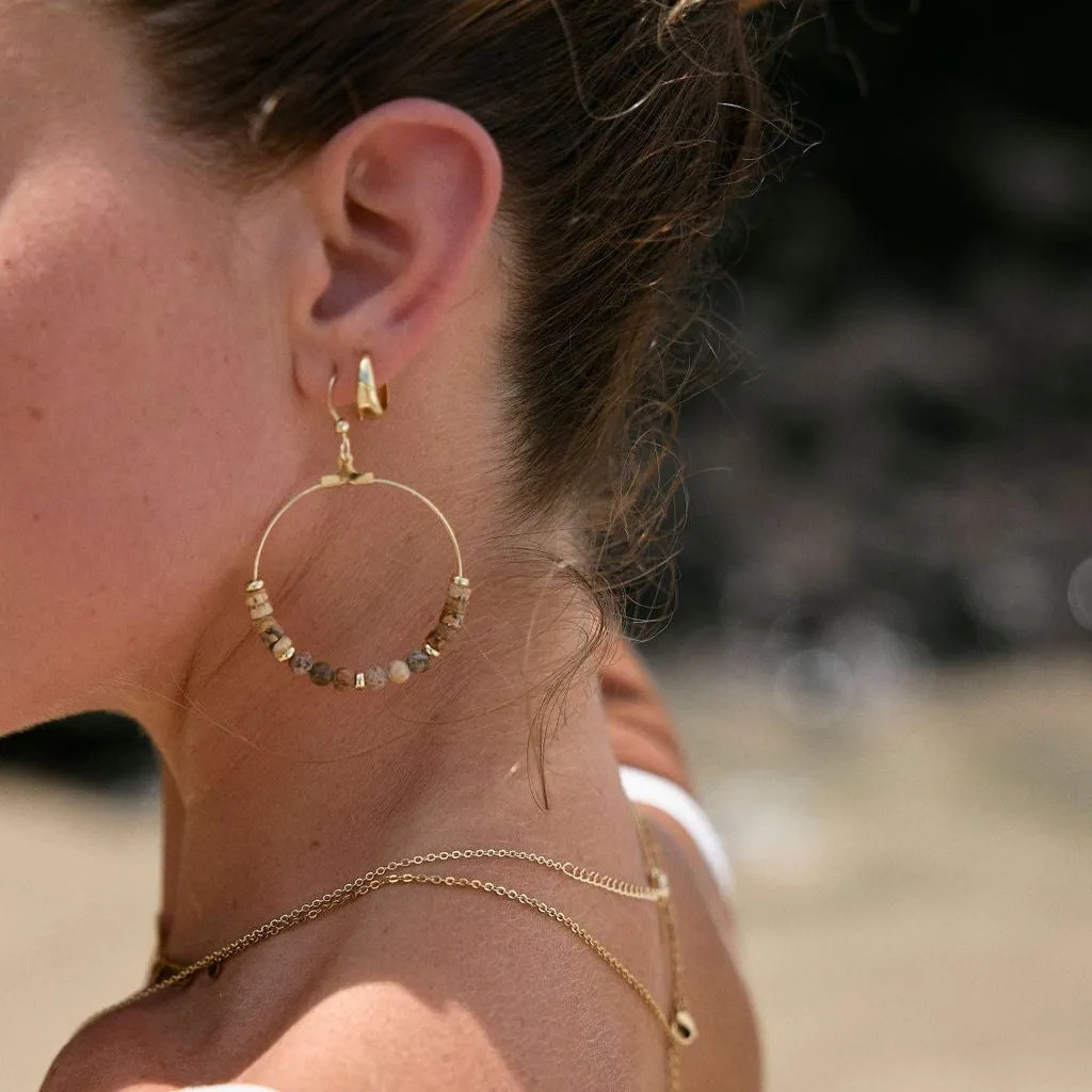 Gypsy Sunrise Gold Plated Gemstone Hoop Earrings