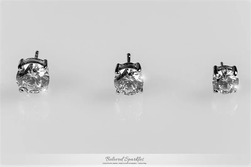 Haley 7mm Round CZ Silver Stud Earrings – 7mm  | 1.3ct | Sterling Silver