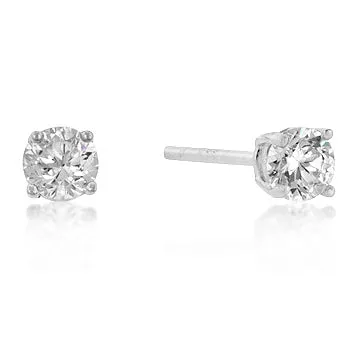 Haley 7mm Round CZ Silver Stud Earrings – 7mm  | 1.3ct | Sterling Silver