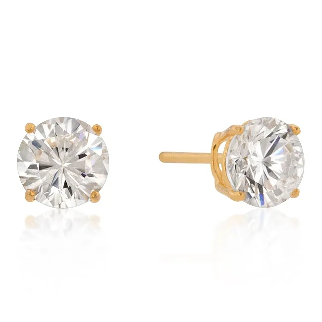 Haley 7mm Round CZ Silver Stud Earrings – 7mm  | 1.3ct | Sterling Silver