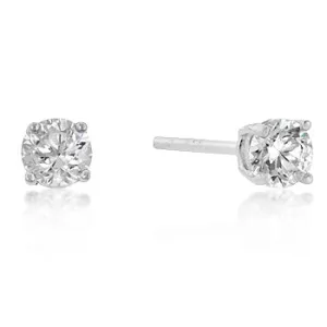 Haley 7mm Round CZ Silver Stud Earrings – 7mm  | 1.3ct | Sterling Silver
