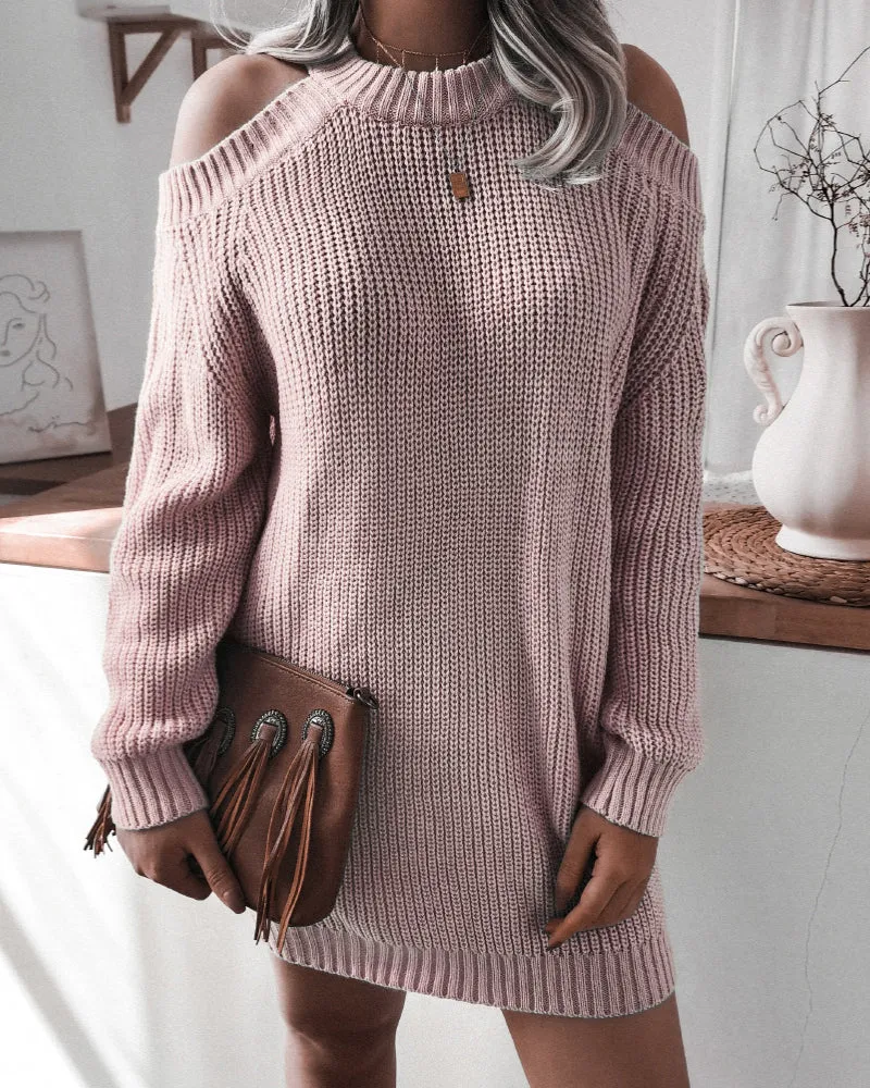 Halter Strapless Round Neck Sweater Mini Dresses